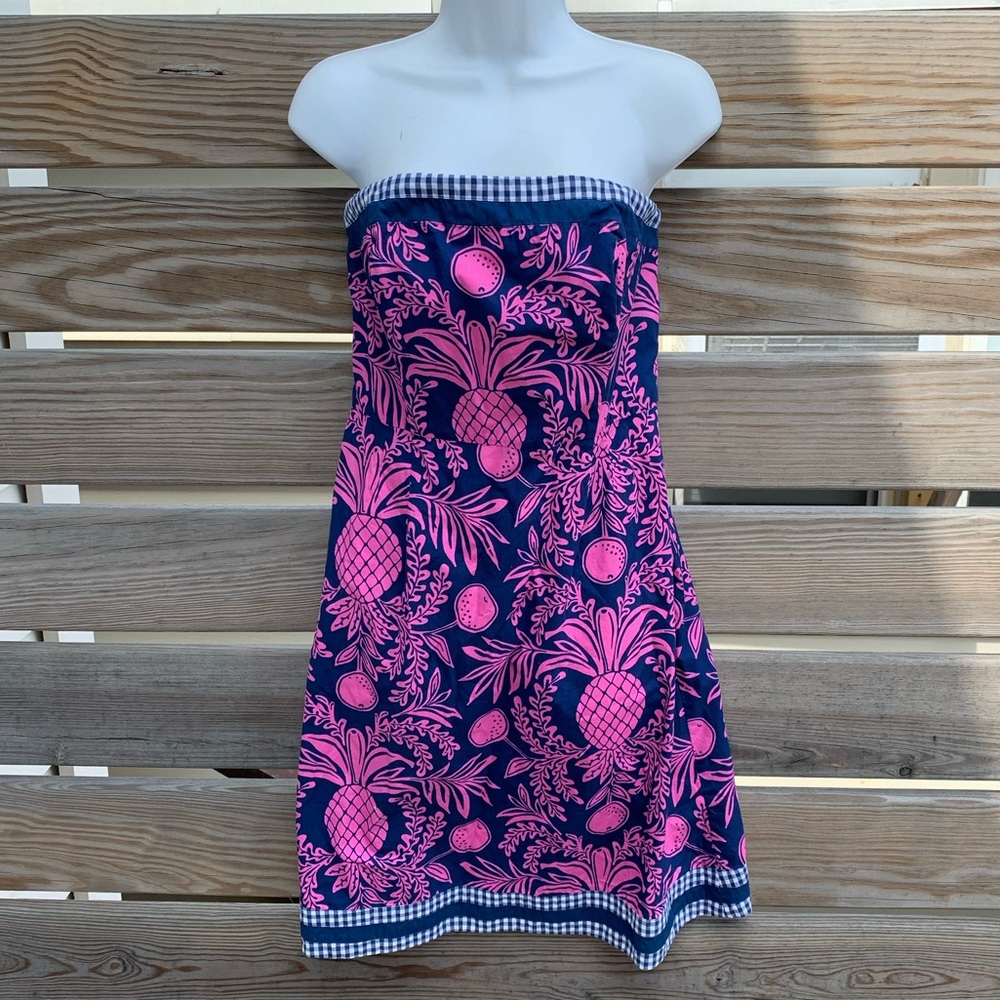 LILLY PULITZER Pineapple Strapless Dress Sz 8